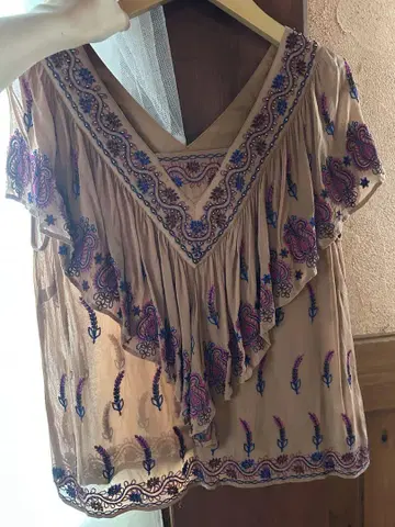 GRACE CONTINENTAL 올 패턴 자수 블라우스 셔츠 size38