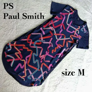 PS PAUL SMITH 리본 무늬 반팔 원피스 네이비 M