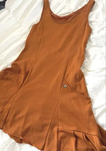 FOXEY 폭시 오렌지 슬리브리스 원피스