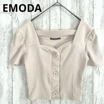에모다 EMODA 프론트 버튼 숏 리브 탑 [F] 티셔츠 베이지