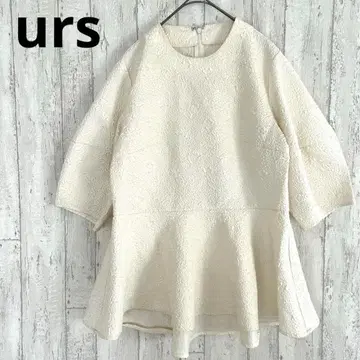 Yours urs 블라우스 부푼 자카드 페플럼 [S] 화이트 볼륨 소매