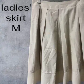 여성용 M 아이보리 플리츠 미디 스커트