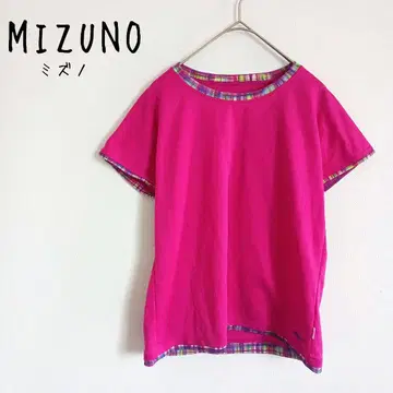 mizuno +me 티셔츠 컷소 로고 자수 스포츠 웨어 진한 핑크