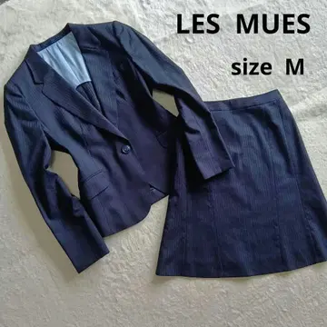 LES MUES 실크 블렌드 핀스트라이프 스커트 정장 네이비 M