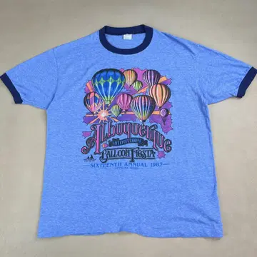80s 링거 티셔츠 풍선 벌룬 페스티벌 네이비 빈티지