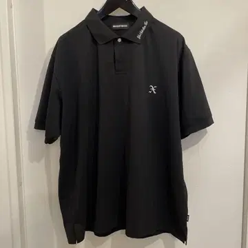 GOD SELECTION XXX 로고 자수 피케 셔츠 블랙