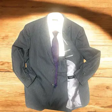 고급 테라드 수트 그레이 스트라이프 XL