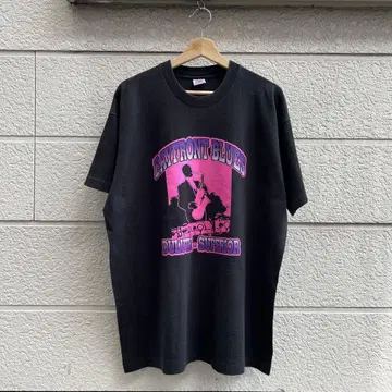 90s USA제 블랙 재즈 색스 프린트 티셔츠 XL 빈티지