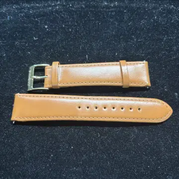 JUNGHANS 천연 가죽 벨트 20mm 금장 장식 골드 도금