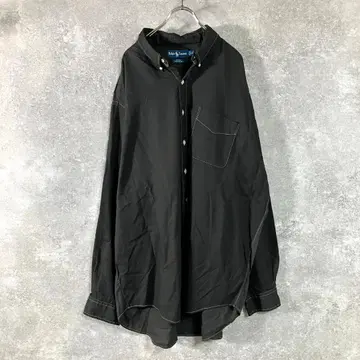 Ralph Lauren 캐주얼 셔츠 긴팔 블랙 무지 버튼 더블