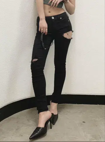 GYDA SIDE RIPPED 컬러 스키니 팬츠