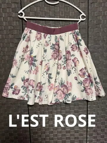 L'EST ROSE 꽃무늬 프린트 플레어 스커트
