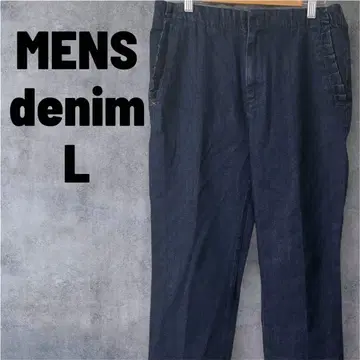 남성 L 다크 블루 데님 팬츠 허리 밴딩