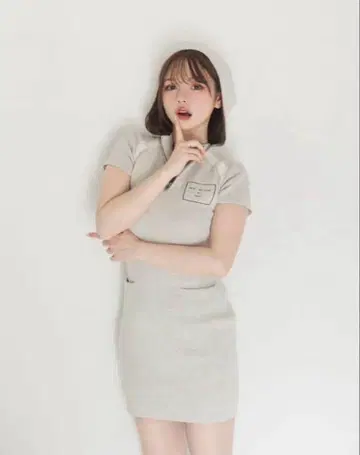 andmary Eve knit mini dress gray 앤드 마리