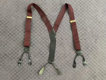 버튼식 서스펜더 Custom Leather Y자형 브라운