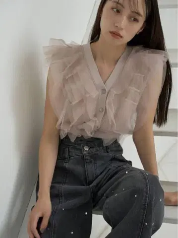 snidel 튤 프릴 베스트