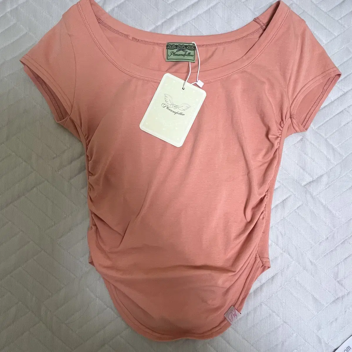 ◇Pleasenofollow◇ New MOMO Shirring Short Top Pink Pleasenofollow New Momo Shirring Short Top | SHOP | KREAM
