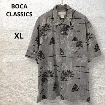 보카 클래식 남성용 알로하 셔츠 실크 코튼 혼방 그레이 XL