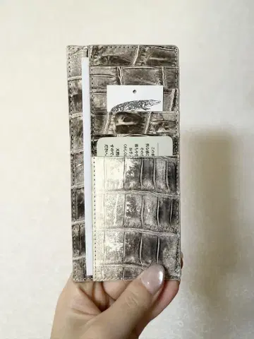 새상품 고급 크로커다일 카드 케이스 코인 케이스 미니 지갑 히말라야 염색
