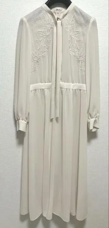 ANAYI 시어 도비 레이스 보타이 원피스