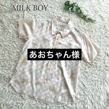 MILK BOY 토끼 프린트 반팔 셔츠 블라우스