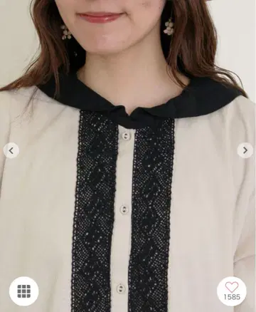 Samansa Mos2 세일러 카라 플라켓 레이스 배색 원피스 / M