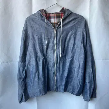 70s 리버서블 샴브레이 후드 블루종 used