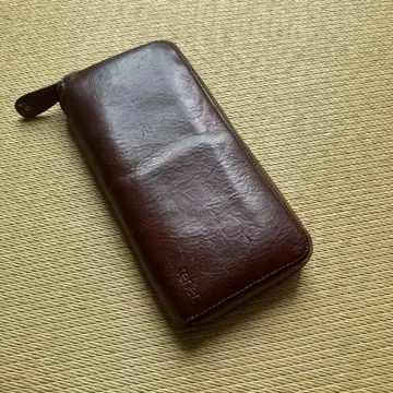 terner 다크 브라운 가죽 지퍼 장지갑