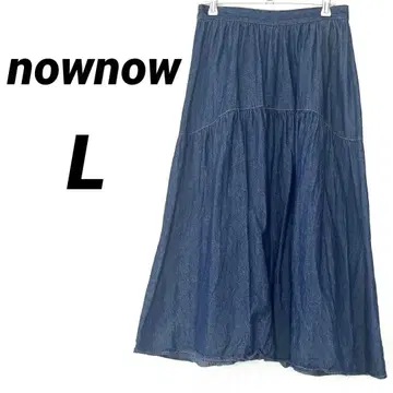 시마무라 nownow 데님 플레어 스커트 허리 밴딩 L