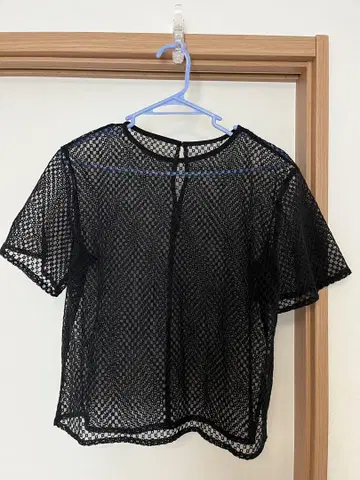 PLST 블랙 메쉬 셔츠 M 시어