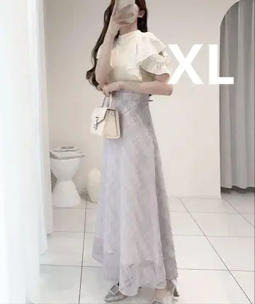 mily bilet 더블 프릴 소매 체크 레이스 도킹 원피스 XL