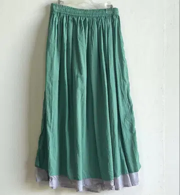 새상품 코튼 보일 리버서블 롱 스커트 green gray