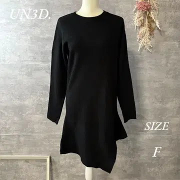 UN3D. 헴 페플럼 니트 긴팔 블랙 프리 사이즈 긴 길이