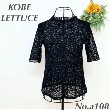 고베 레터스 KOBE LETTUCE 반팔 블라우스 레이스 블랙 시스루