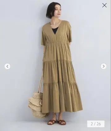 새상품급 유나이티드 애로우즈 롱 원피스 반팔 티셔츠 티어드