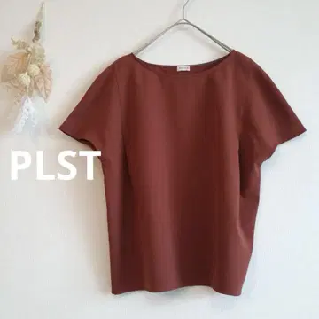 플라스테 프렌치 소매 턱 탑 [M] 크루넥 무지 돌려입기 반팔