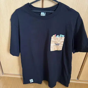 CHUMS 포켓 부착 티셔츠 XXL 블랙