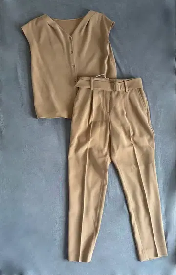 PLST 플라스테 셋업 팬츠 반팔 포멀 S XS 카멜