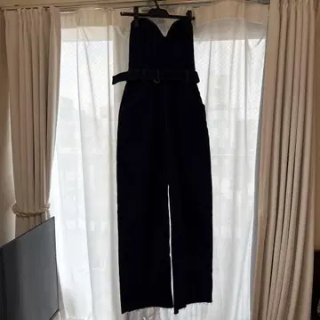Zara 데님 베어 탑 팬츠 수트, 벨트 포함