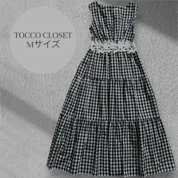 TOCCO CLOSET 허리 레이스 깅엄 체크 티어드 원피스