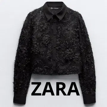 ZARA 자라 택 포함 새상품 3D 입체 플라워 모티브 시어 레이스 셔츠
