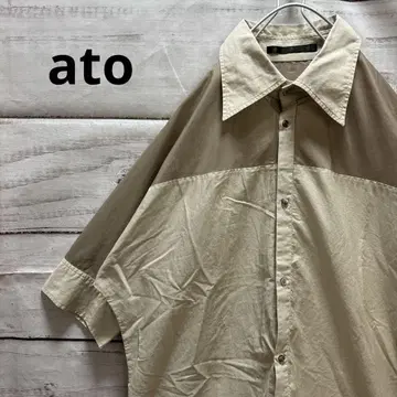 ato 돌먼 슬리브 반팔 셔츠 이소재 절개 일본제 베이지 세련된