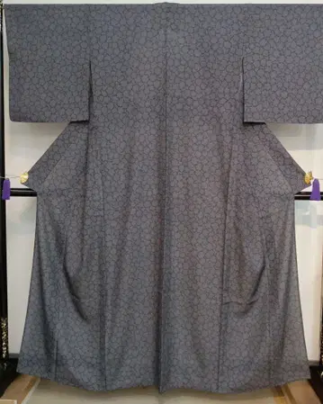 완성된 새상품, 유키와라 패턴 여름용 코몬, 블랙, 순수 실크