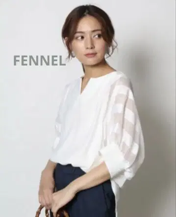 FENNEL 페넬 소매 쉬폰 컷 티셔츠 블랙