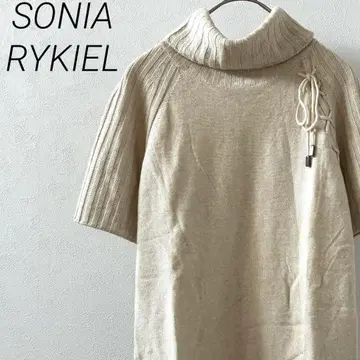 SONIA RYKIEL 니트 스웨터 반팔 터틀넥 레이스업