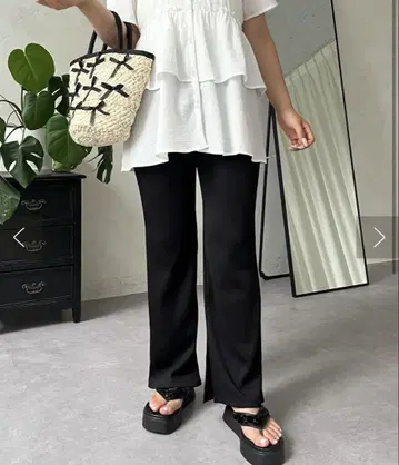 사이드 슬릿 컷 리브 플레어 팬츠 PL 사이즈