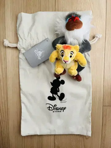 라이온 킹 라피키 & 심바 봉제 인형 키링 키체인 복조리