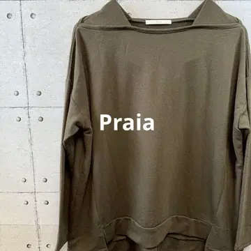 Praia 프라이아 티셔츠 카키 넉넉한 목 디자인 긴팔