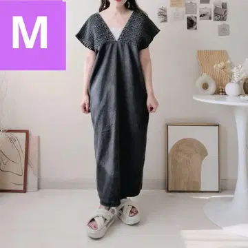 시마무라 데님 셔링 원피스 블랙 M 사이즈