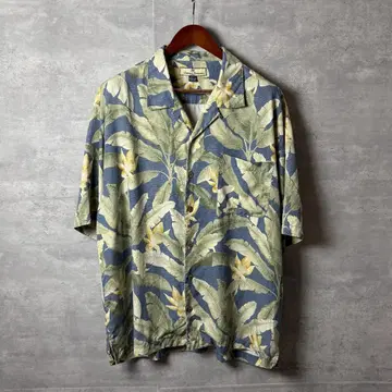 Tommy Bahama 00s 빈티지 보타니컬 실크 알로하 XL